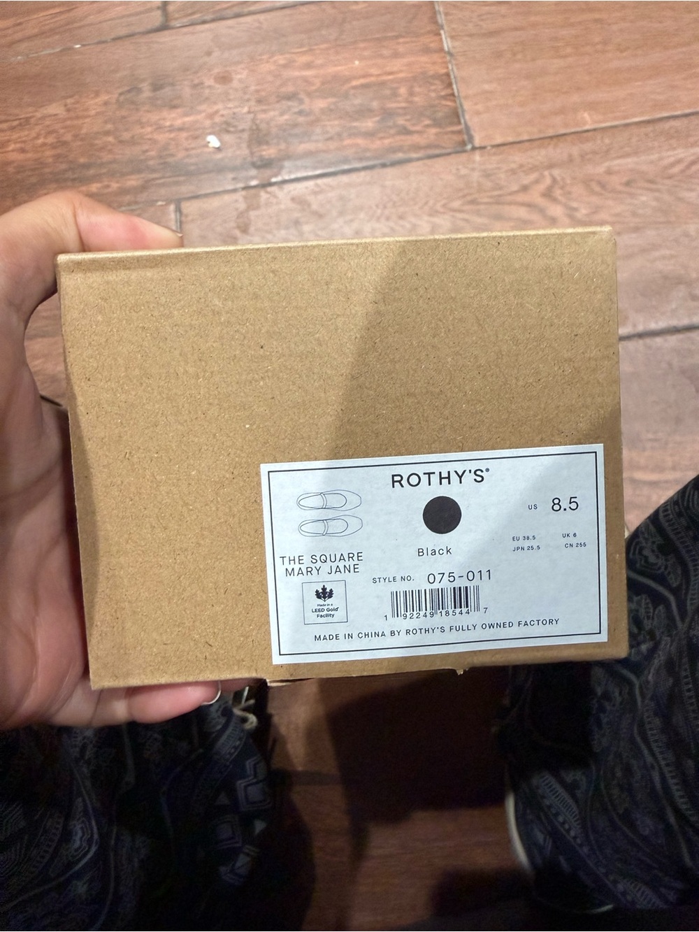 Rothy's The Square Mary Jane Women’s Flat - Black size 8.5 | New in box!
